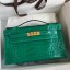 Knockoff Hermes Kelly Pochette Handmade Bag In Vert Emerald Shiny Alligator Leather JM132cL56