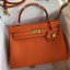 Knockoff Hermes Kelly Retourne 32 Handmade Bag In Orange Clemence Leather JM105tp21