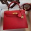 Knockoff Hermes Kelly Sellier 25 Handmade Bag In Red Epsom Calfskin JM999tp21
