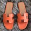 Knockoff Hermes Oran Sandals In Orange Swift Leather JM1017aP53