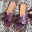 Knockoff Hermes Oran Sandals In Purple Ostrich Leather JM1026cL56