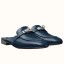 Knockoff Hermes Oz Mules In Dark Blue Calfskin JM1399jI43