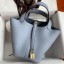 Luxury Replica Hermes Picotin Lock 18 Handmade Bag in Blue Lin Clemence Leather JM1361CF36