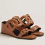 New Hermes Figari 55mm Wedge Sandals In Brown Nappa Leather JM188Az83