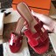 Replica Cheap Hermes Oasis Sandals In Red Shiny Niloticus Crocodile JM1122di41
