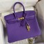 Replica Hermes Birkin 25 Retourne Handmade Bag In Violet Clemence Leather JM395Mq29