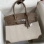 Replica Hermes Birkin 30 Handmade Bag In Toile & Tourterelle Swift Leather JM103QA46
