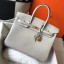 Replica Hermes Birkin 35cm Bag In Pearl Grey Clemence Leather GHW JM1785Va47