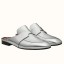 Replica Hermes Catena Mules In Silver Metallic Calfskin JM1689sD46