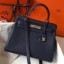 Replica Hermes Kelly 32cm Bag In Dark Blue Clemence Leather PHW JM1786BV51