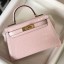 Replica Hermes Kelly Mini II Bag In Rose Dragee Embossed Crocodile Leather JM668zE83