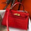Replica Hermes Kelly Mini II Handmade Bag In Red Crocodile Embossed Leather JM1139yP83