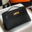 Replica Hermes Kelly Pochette Bag In Black Epsom Leather JM1271Jh90
