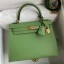 Replica Hermes Kelly Sellier 25 Handmade Bag In Vert Criquet Epsom Calfskin JM1620eZ32