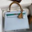Replica Hermes Kelly Sellier 25 Tricolor Bag in Blue/Green/SesameEpsom Calfskin JM1875On56