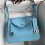 Replica Hermes Lindy 26 Handmade Bag In Blue Atoll Clemence Leather JM1470Or19