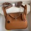 Replica Hermes Mini Lindy Handmade Bag In Gold Clemence Leather JM1164UD97