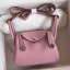 Replica Hermes Mini Lindy Handmade Bag In Pink Clemence Leather JM720IV87