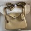 Replica Hermes Mini Lindy Handmade Bag In Trench Clemence Leather JM1612Ay93