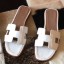 Replica Hermes Oran Sandals In White Shiny Niloticus Crocodile JM1159mQ18