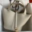 Replica Hermes Picotin Lock 22 Handmade Bag in Pearl Grey Clemence Leather JM1919iH93