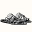 Replica Hermes Thalassa Sandals In Silver Metallic Calfskin JM1316IV87