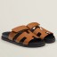 Replica Hermes Women's Chypre Sandals In Brown Calfskin JM296BV51