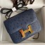 Top Hermes Constance 18 Handmade Bag In Blue Iris Ostrich Leather JM835hk64