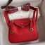 Top Hermes Mini Lindy Handmade Bag In Red Clemence Leather JM1291He97