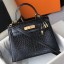 Top Replica Hermes Kelly 25cm Handmade Bag In Black Embossed Crocodile Leather JM1971vQ25