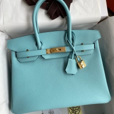 AAA Hermes Birkin 30 Retourne Handmade Bag In Blue Atoll Epsom Calfskin JM650xz31