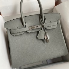 AAA Hermes Birkin 30 Retourne Handmade Bag In Girls Mouette Clemence Leather JM381DY28