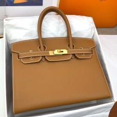AAA Hermes Birkin 30 Sellier Handmade Bag In Gold Epsom Calfskin JM1753eP47