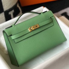 AAA Hermes Kelly Pochette Bag In Vert Criquet Epsom Leather JM1871DY28
