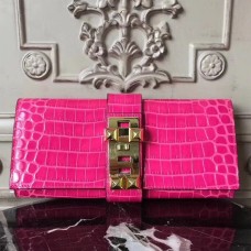 AAA Hermes Medor Clutch Bag In Rose Red Crocodile Leather JM948xz31