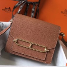 AAA Hermes Mini Sac Roulis 18cm Bag In Brown Evercolor Calfskin JM977DY28