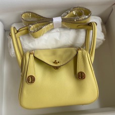 AAA Imitation Hermes Mini Lindy Handmade Bag In Jaune Poussin Swift Leather JM1141fr81