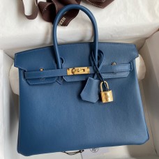 AAAAA Hermes Birkin 25 Retourne Handmade Bag In Deep Blue Swift Calfskin JM1351ea89