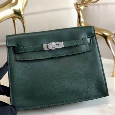 AAAAA Replica Hermes Kelly Danse Handmade Bag In Dark Green Swift Leather JM149cd87