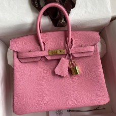 Best 1:1 Hermes Birkin 25 Retourne Handmade Bag In Pink Clemence Leather JM876em76