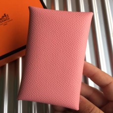 Best 1:1 Hermes Calvi Card Holder In Pink Epsom Leather JM280em76