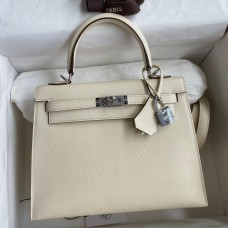 Best Hermes Kelly Sellier 25 Handmade Bag In Nata Epsom Calfskin JM551LC65