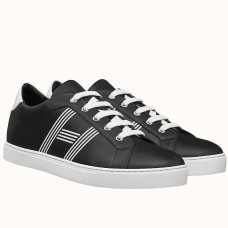 Best Quality Hermes Men's Avantage Sneakers In Black Calfskin JM902nV25