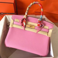 Cheap Hermes Birkin 30 Handmade Bag In Pink Clemence Leather JM571Zm92