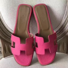 Cheap Hermes Oran Sandals In Rose Red Epsom Leather JM739zS17