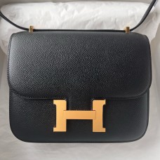 Copy 1:1 Hermes Constance 1-18 Mirror Bag In Black Epsom Calfskin JM794OR71