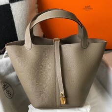 Copy 1:1 Hermes Picotin Lock 22 Bag In Tourterelle Clemence Leather JM1986OR71