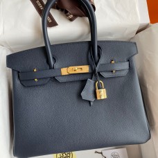 Copy Best Quality Hermes Birkin 30 Retourne Handmade Bag In Blue Nuit Epsom Calfskin JM759cE98