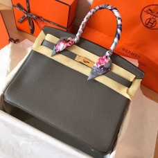 Copy Hermes Birkin 35 Handmade Bag In Ardoise Clemence Leather JM653uk73