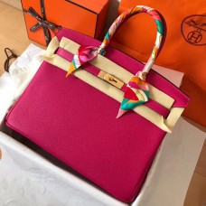 Copy Hermes Birkin 35 Handmade Bag In Peach Clemence Leather JM1304Kl59